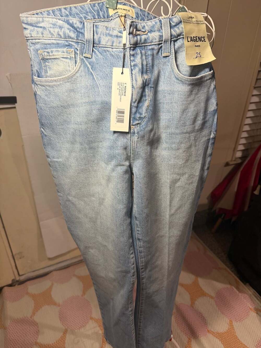 L'Agence Mira Ultra High Rise Crop Micro Boot Jeans in Barker, Size 25